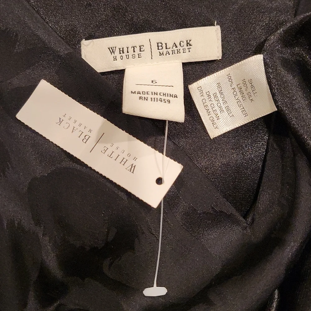 NWT White House Black Market Silk Black Dress Size 6 - Picture 12 of 16